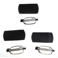 Metal folding reading glasses with case
