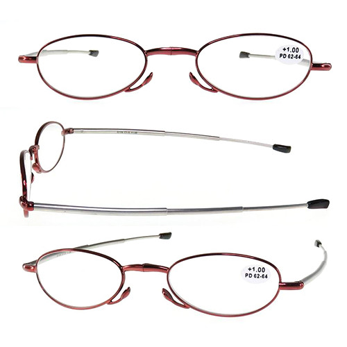 Women Metal folding reading glasses with case