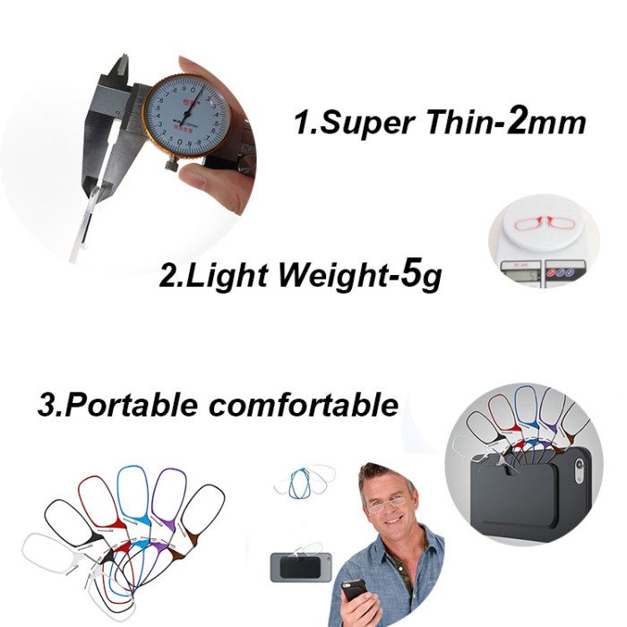 Wholesale phonecase reading glasses without arms Mini pocket Reading glasses