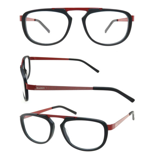 Original design fashion acetate optical frame with metal temple
