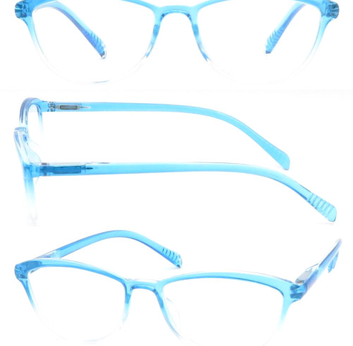 2024 NewReasun plastic transparent blue reading glasses with metal spring hinge