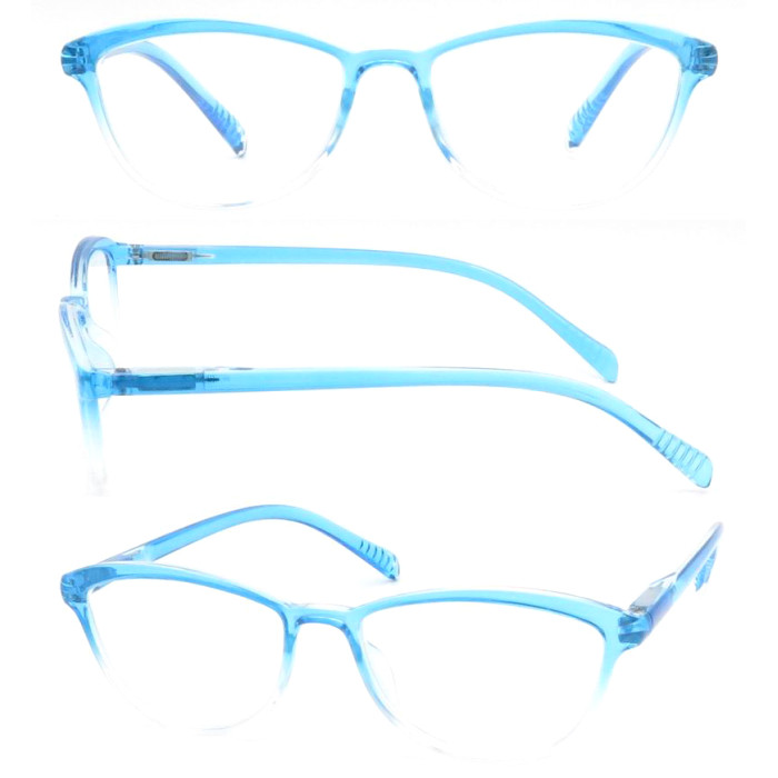2024 NewReasun plastic transparent blue reading glasses with metal spring hinge