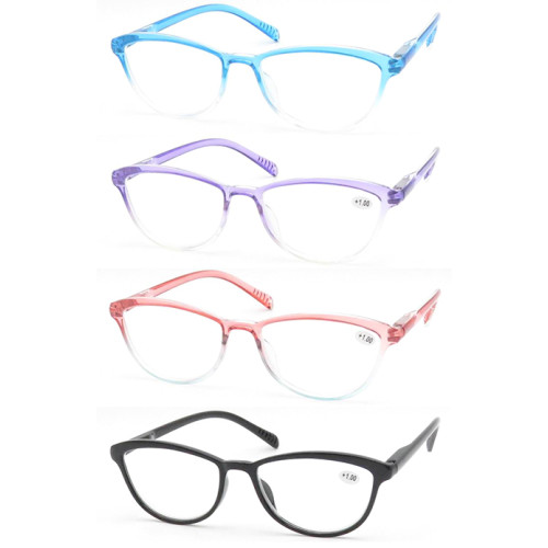 2024 NewReasun plastic transparent blue reading glasses with metal spring hinge