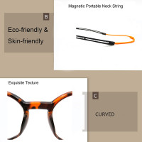 Magnetic Reading Glasses portable hanging neck Reading Glasses Round Glasses Men Eyewear
