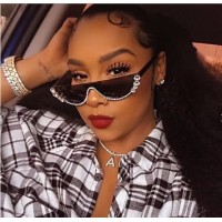 2023 High Quality Brand Designer Custom UV400 Fashion Women Half Frame Gafas De Sol Diamond Bling Sunglasses