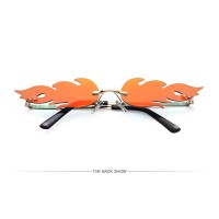 2020 Fashion Fire Flame Custom Logo Women Rimless Trendy Sunglasses
