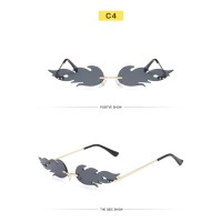 2020 Fashion Fire Flame Custom Logo Women Rimless Trendy Sunglasses