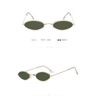 Oval Brand Black Red Metal Color Fashion Designer Lunette Small Framed Vintage Retro Sunglasses