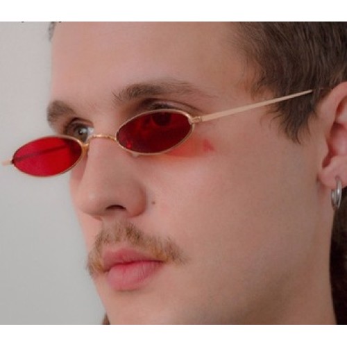 Oval Brand Black Red Metal Color Fashion Designer Lunette Small Framed Vintage Retro Sunglasses