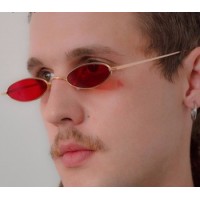 Oval Brand Black Red Metal Color Fashion Designer Lunette Small Framed Vintage Retro Sunglasses