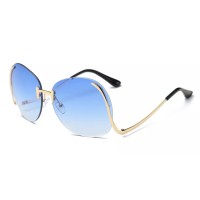 2020 Designer Newest Fashion Bend Leg Trendy Colorful Lens Women Big Shade Oversized Rimless Sunglasses