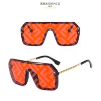 Oversize Rimless Women Vintage Glasses Fashion Shades Mirror Letter F Sunglasses