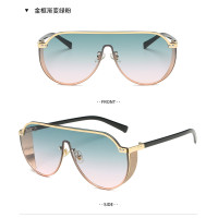 2024 New Fashion Luxury Women Rhinestone Flat Top UV400 Oversized Shield Style Sunglasses