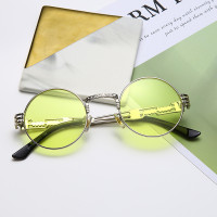 Steampunk Sunglasses Round Designer Metal Women Coating Men Retro Sunglasses