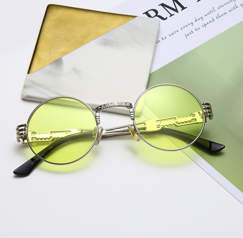 Steampunk Sunglasses Round Designer Metal Women Coating Men Retro Sunglasses