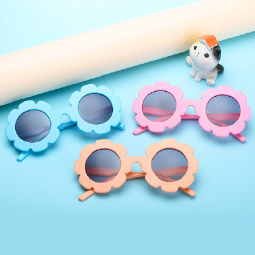 hot selling block uv flower pattern trending fall folding kids sunglasses