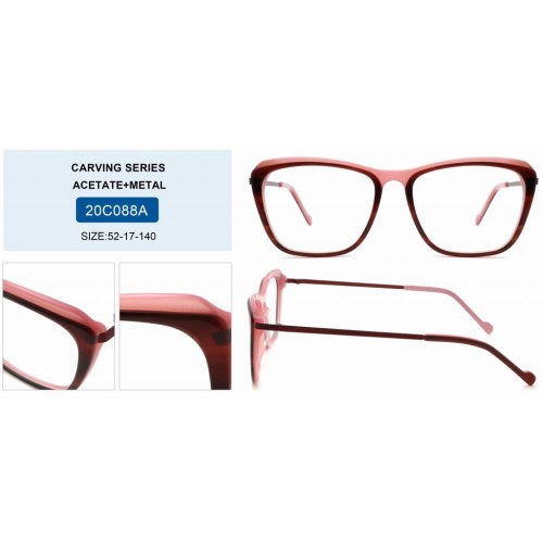 2023 Cat Eye Ultralight Adult Acetate Optical Frame With Metal Temple