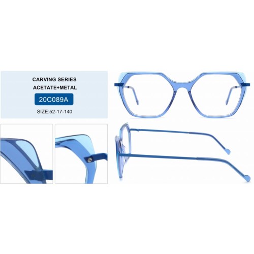 2023 Cat Eye Ultralight Adult Acetate Optical Frame With Metal Temple