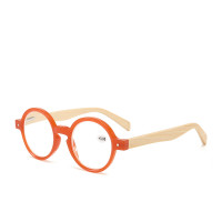 New vintage round plastic frame wood temple reading glasses for women