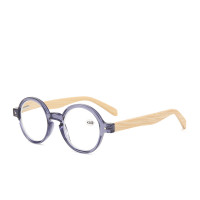 New vintage round plastic frame wood temple reading glasses for women