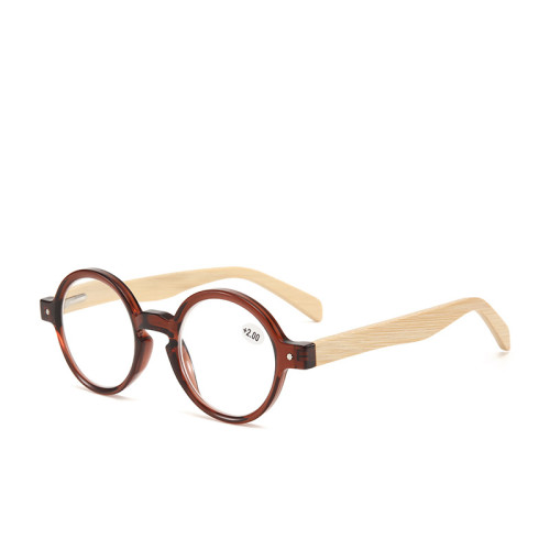 New vintage round plastic frame wood temple reading glasses for women