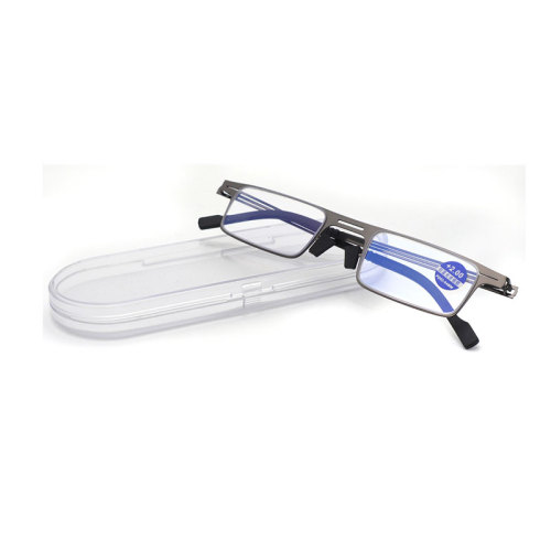 Portable Metal Frame Reading Glasses Anti-Blue Light Reading Glasses with Case