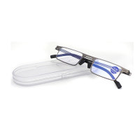 Portable Metal Frame Reading Glasses Anti-Blue Light Reading Glasses with Case