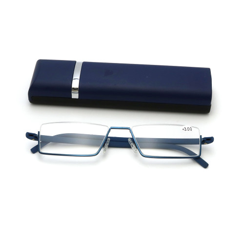 Half Frame Business Metal portable pen Eyeglasses Reading Glasses Frames for Men
