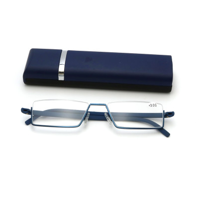 Half Frame Business Metal portable pen Eyeglasses Reading Glasses Frames for Men