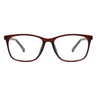 Unisex Plastic metal temple Optical Frame with brown rubber temple tip