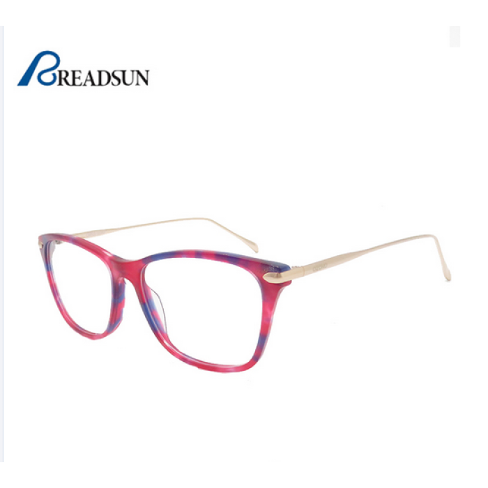 Optical Lens Glasses Acetate Metal Optical Glasses Frame with tortoise color