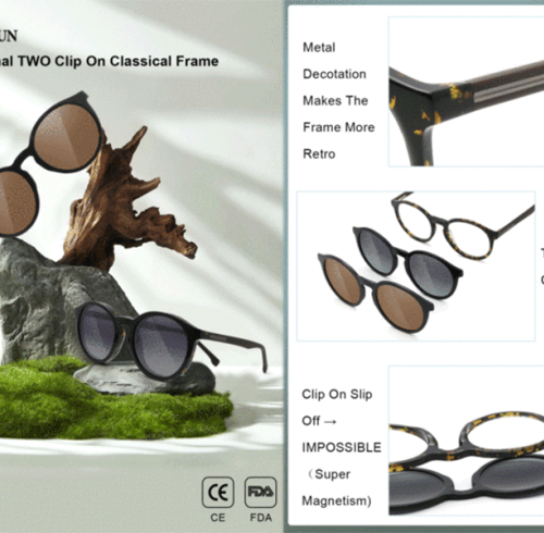 2024 New OriginaI TWO Clip On Classical Frame Support customization 23C129A